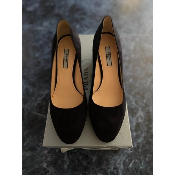 Prada Suede Block Heel Pumps 55MM - Picture 1 of 9
